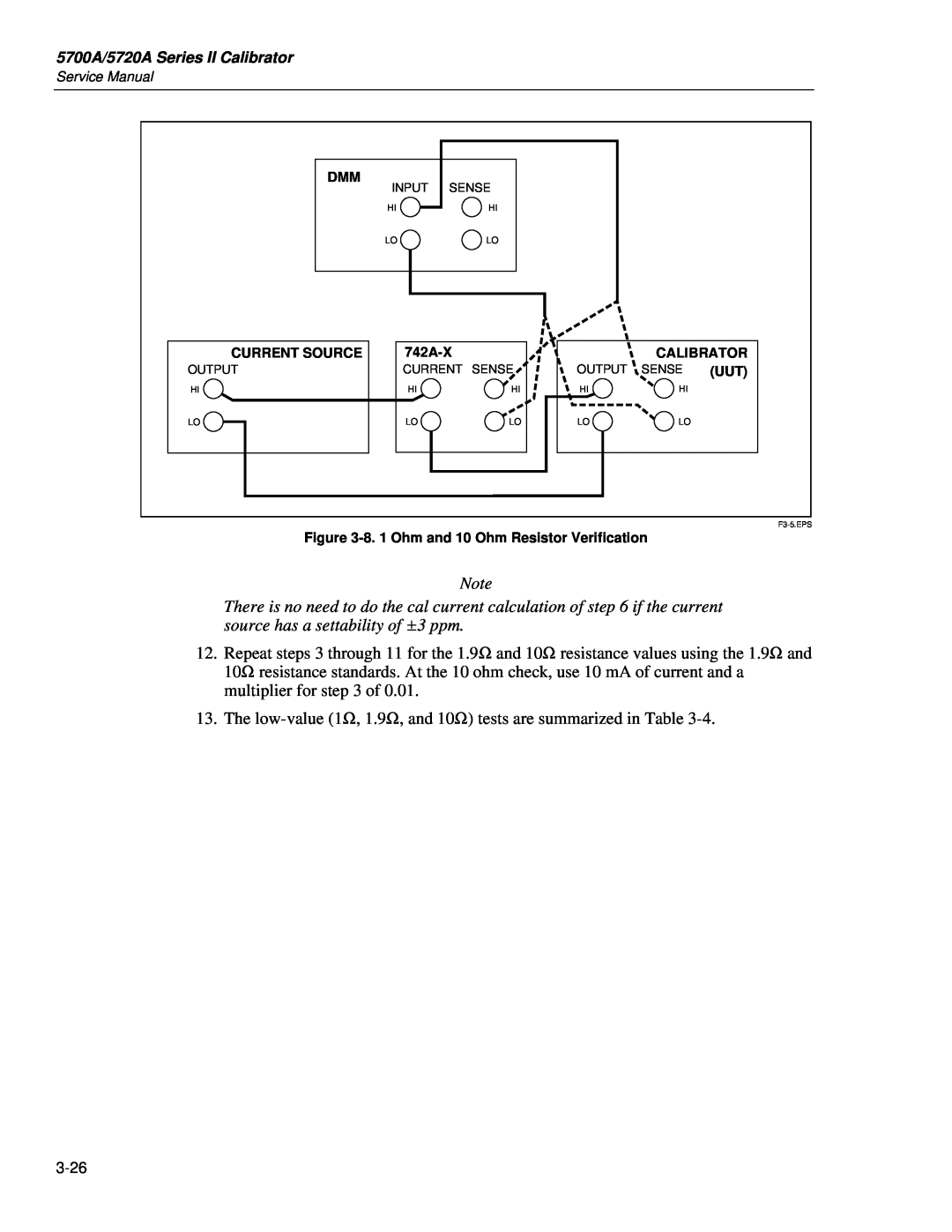 Fluke 5720A service manual The low-value 1Ω, 1.9Ω, and 10Ω tests are summarized in Table 