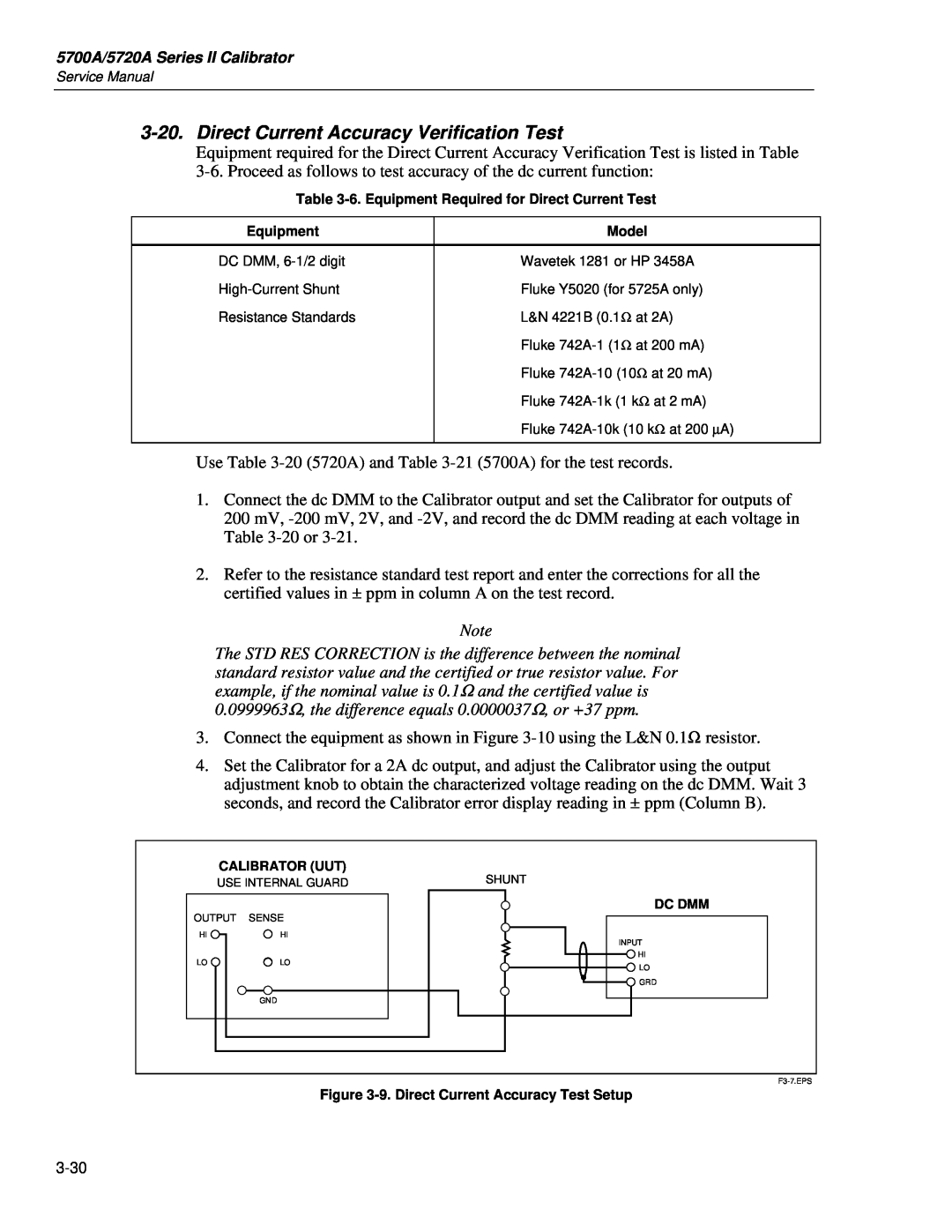 Fluke 5720A service manual Direct Current Accuracy Verification Test 