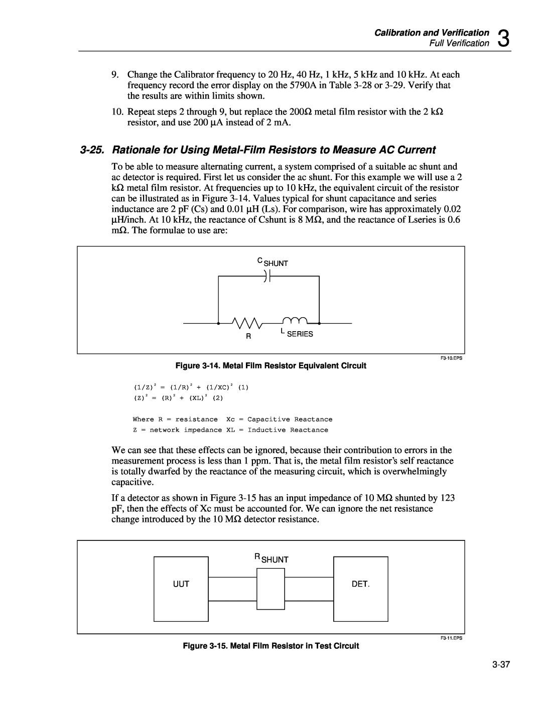 Fluke 5720A Rationale for Using Metal-Film Resistors to Measure AC Current, 14. Metal Film Resistor Equivalent Circuit 