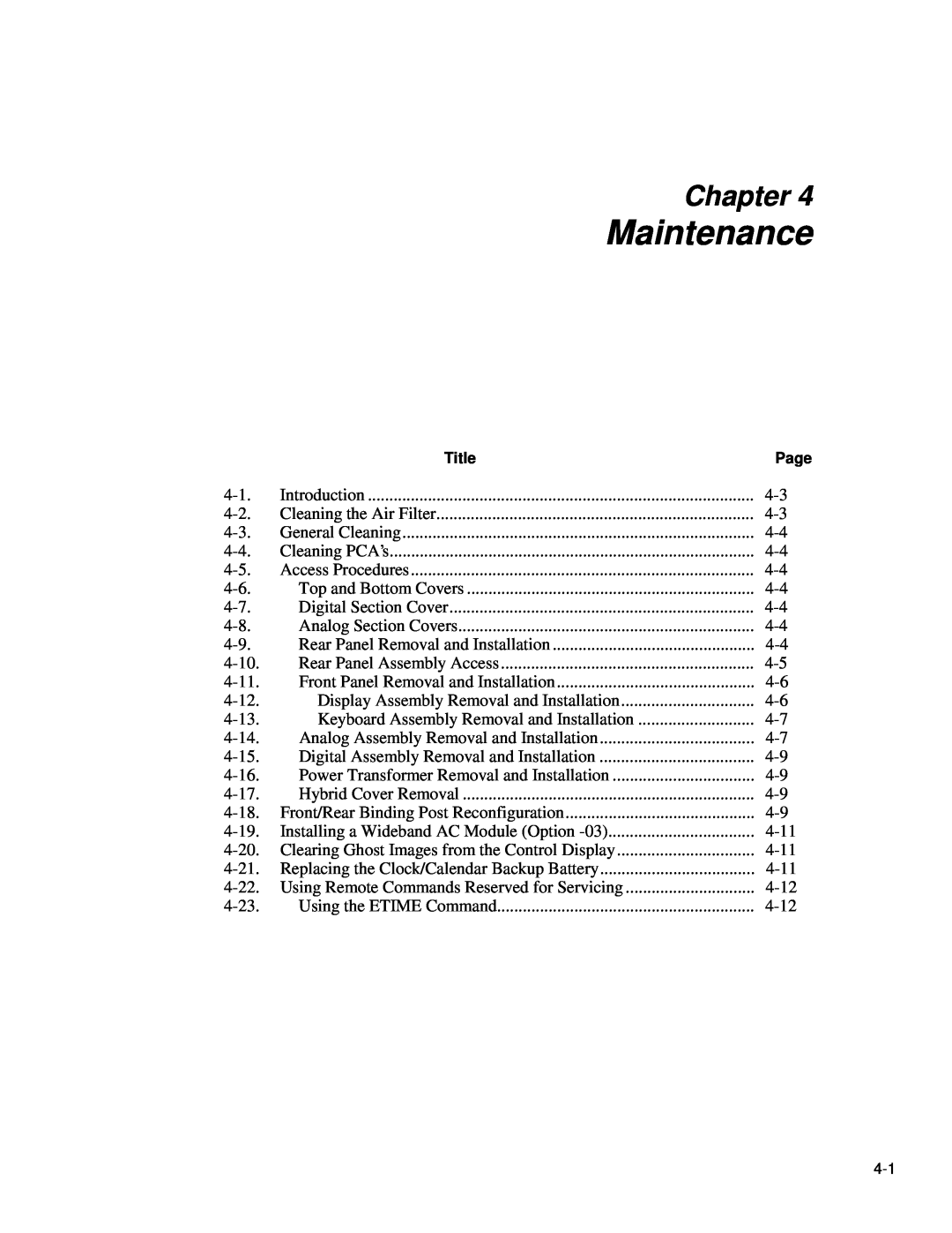 Fluke 5720A service manual Maintenance, Chapter, Title 