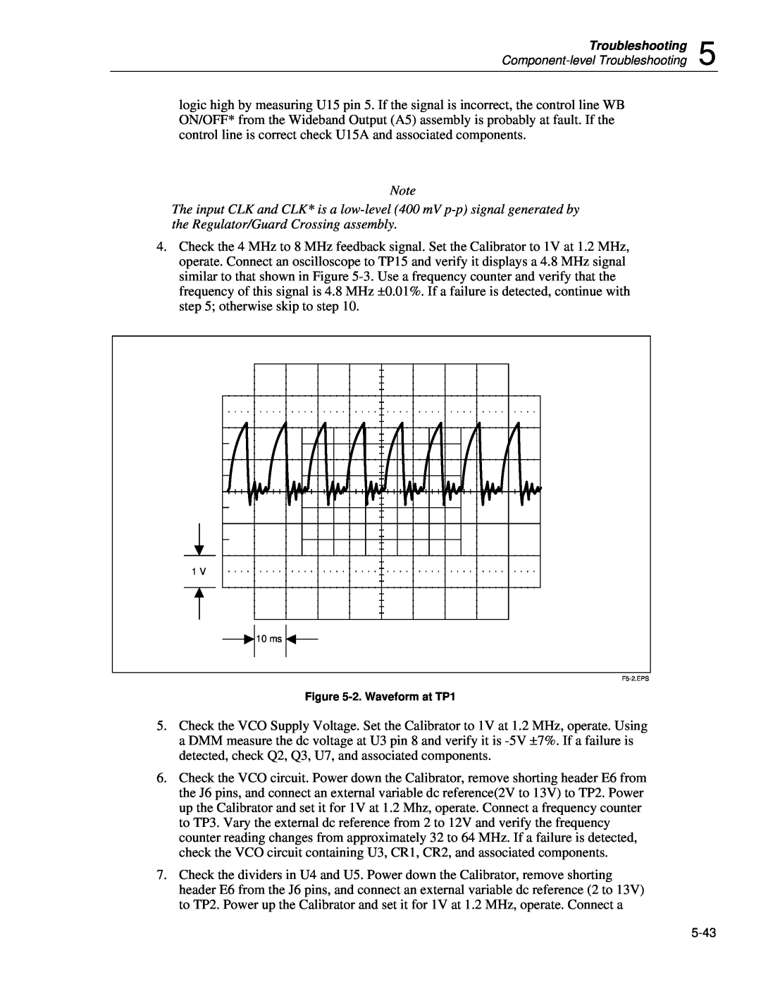 Fluke 5720A service manual 2. Waveform at TP1, F5-2.EPS 