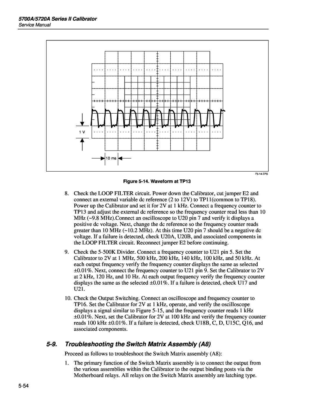 Fluke 5720A service manual Troubleshooting the Switch Matrix Assembly A8 