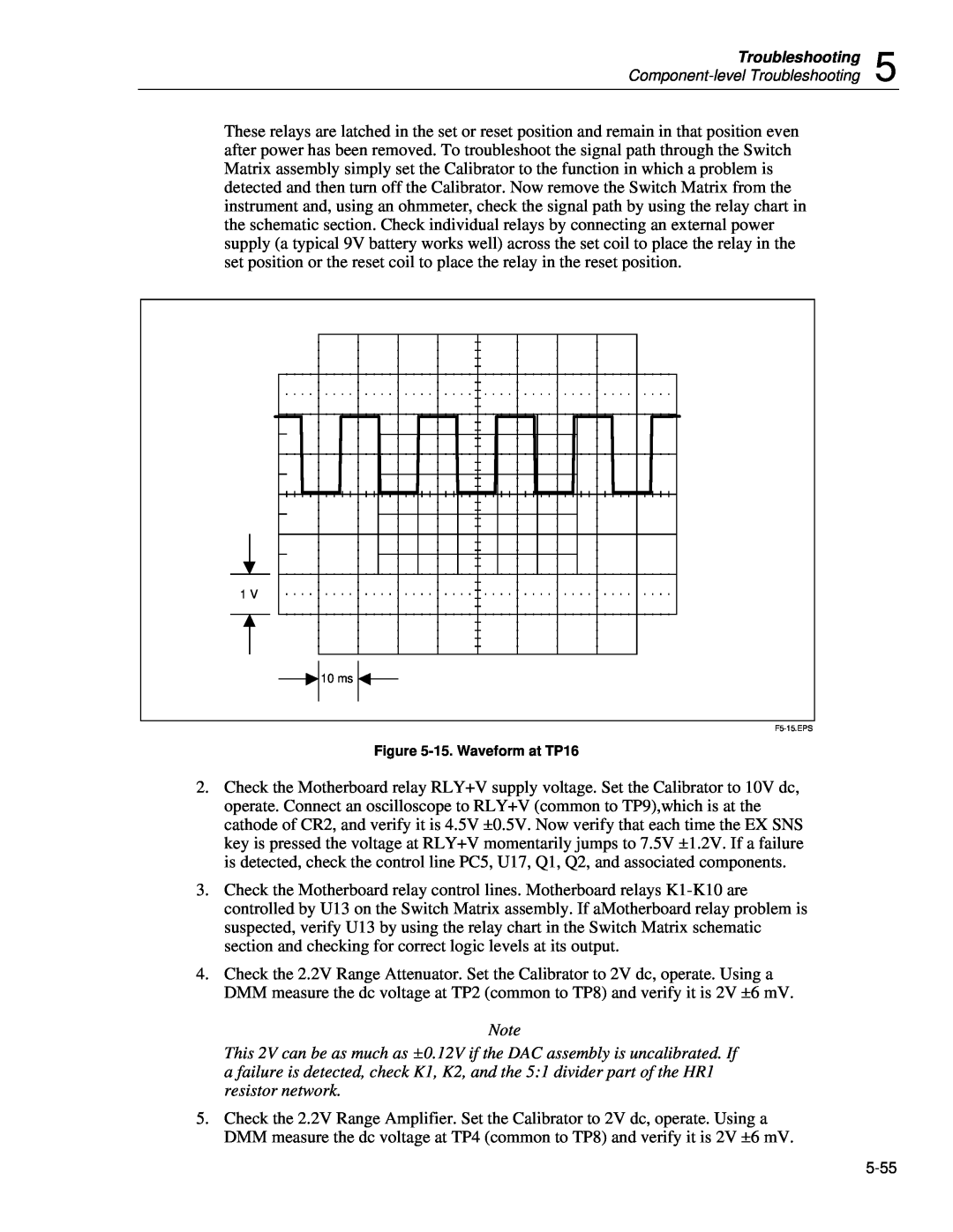 Fluke 5720A service manual 15. Waveform at TP16, F5-15.EPS 