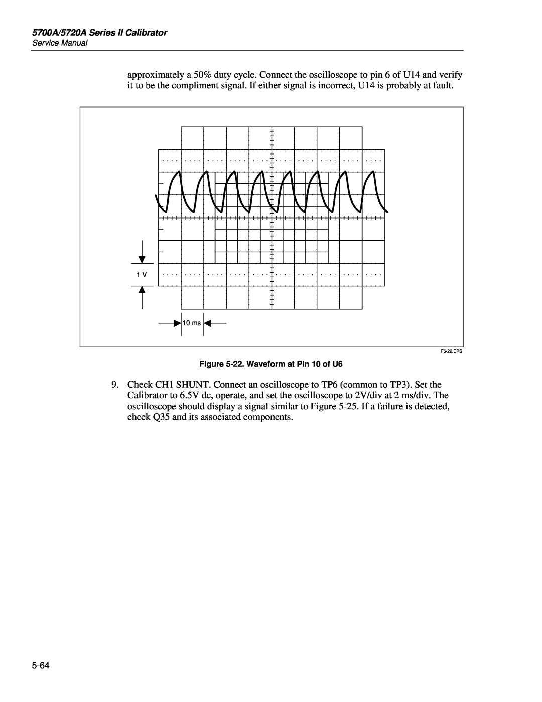 Fluke 5720A service manual 22. Waveform at Pin 10 of U6, F5-22.EPS 