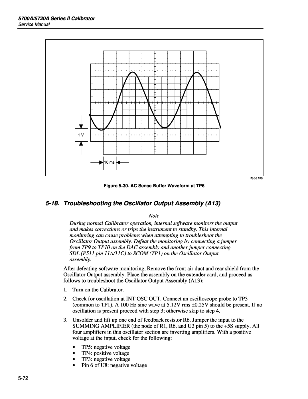 Fluke 5720A service manual Troubleshooting the Oscillator Output Assembly A13 