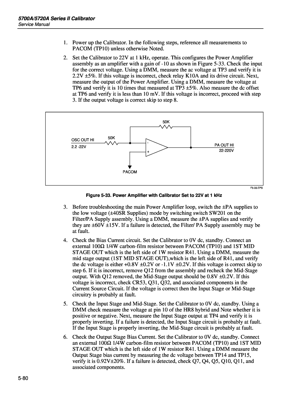 Fluke 5720A service manual 33. Power Amplifier with Calibrator Set to 22V at 1 kHz 