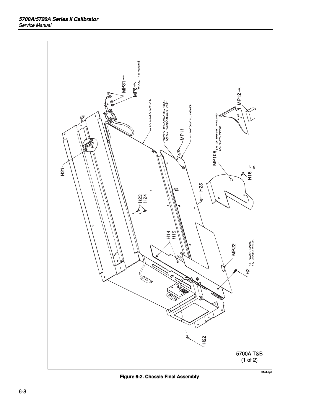 Fluke service manual 5700A/5720A Series II Calibrator, 5700A T&B, 1 of, 2. Chassis Final Assembly, f61a1.eps 