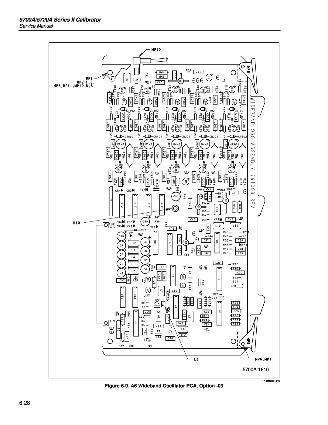 Fluke service manual 5700A/5720A Series II Calibrator, 5700A-1610, 9. A6 Wideband Oscillator PCA, Option, 57001610.EPS 