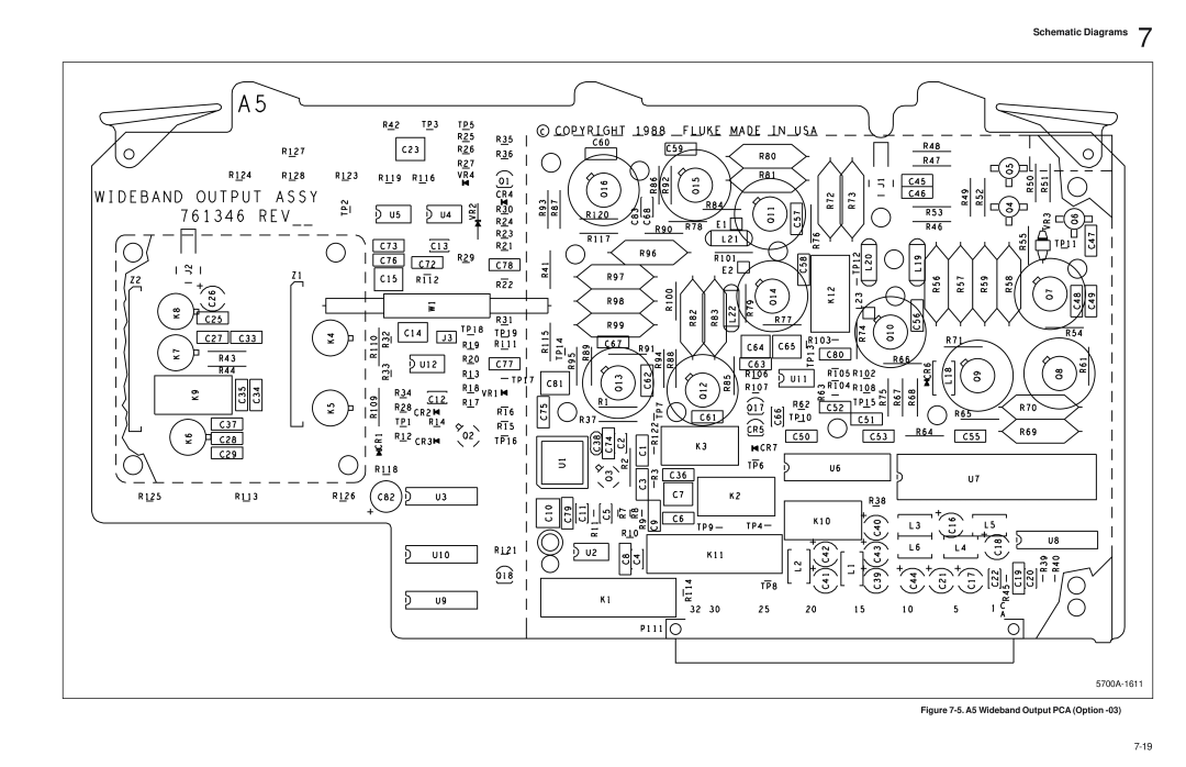Fluke 5720A service manual Schematic Diagrams, 5700A-1611, 5. A5 Wideband Output PCA Option 