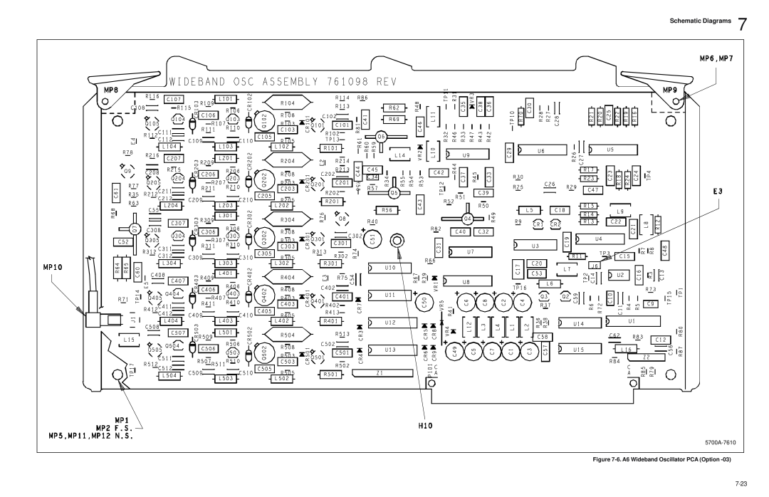 Fluke 5720A service manual Schematic Diagrams, 7-23, 5700A-7610, 6. A6 Wideband Oscillator PCA Option 