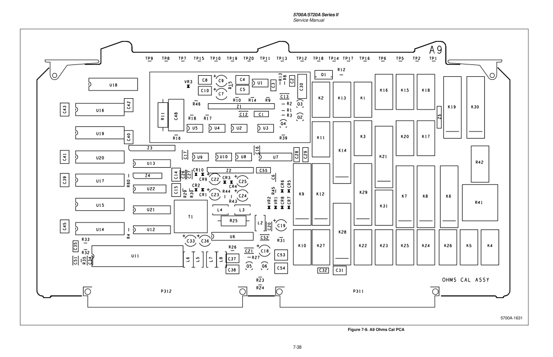 Fluke service manual 5700A/5720A Series, Service Manual, 9. A9 Ohms Cal PCA, 5700A-1631 