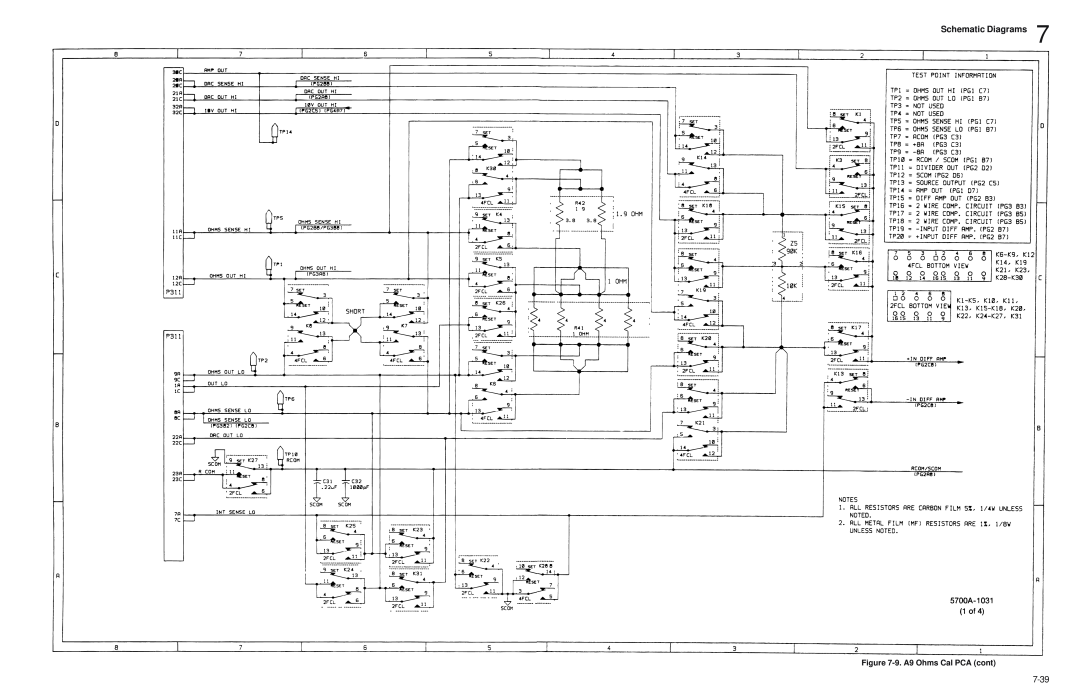 Fluke 5720A service manual Schematic Diagrams, 9. A9 Ohms Cal PCA cont 