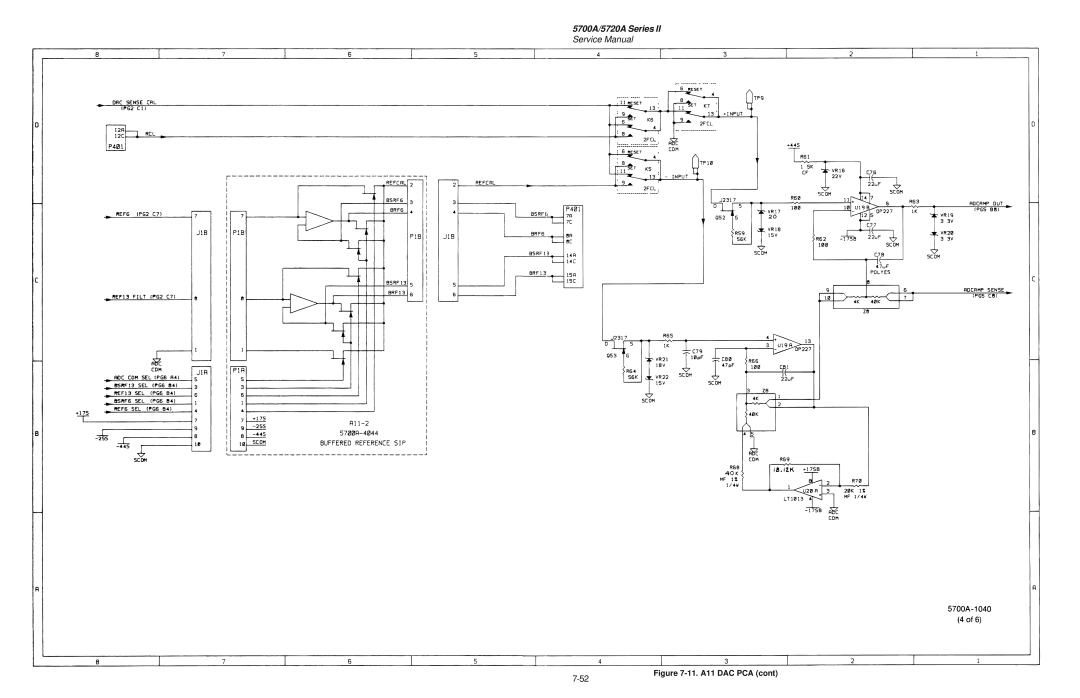 Fluke service manual 5700A/5720A Series, Service Manual, 7-52, 11. A11 DAC PCA cont 