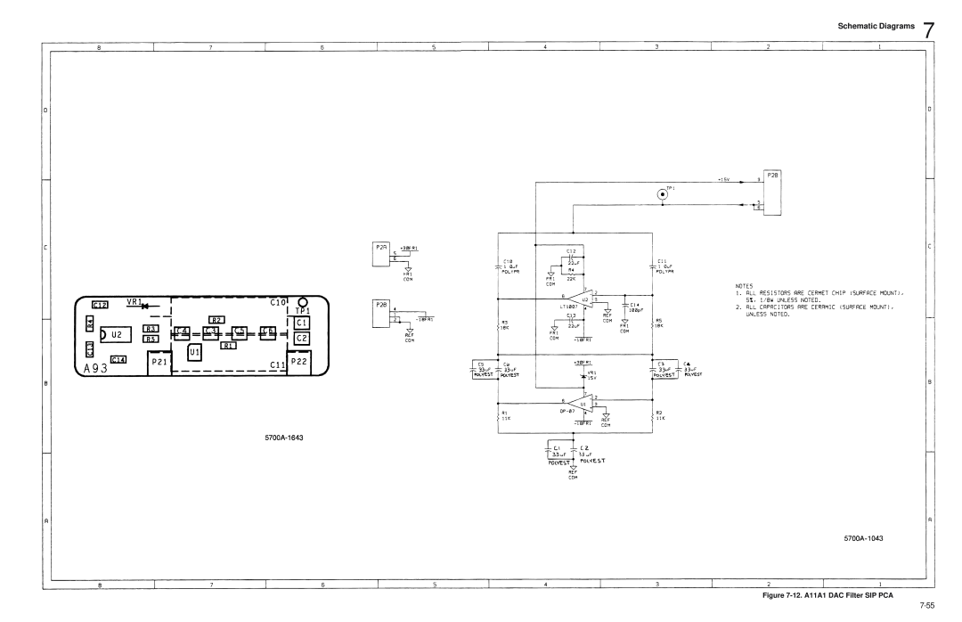 Fluke 5720A service manual Schematic Diagrams, 12. A11A1 DAC Filter SIP PCA 