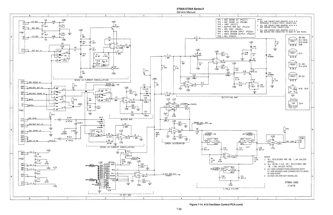 Fluke 5700A/5720A Series, Service Manual, 14. A12 Oscillator Control PCA cont, All Gnd Connections Denoted With, DG211 