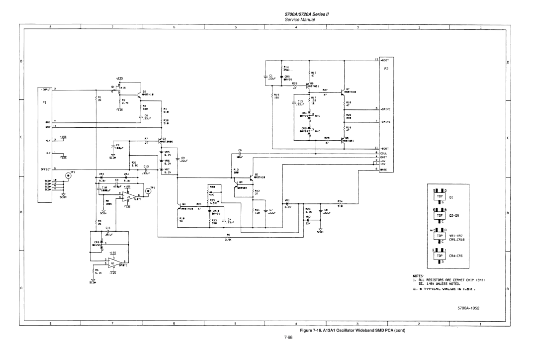 Fluke service manual 5700A/5720A Series, Service Manual, 16. A13A1 Oscillator Wideband SMD PCA cont 