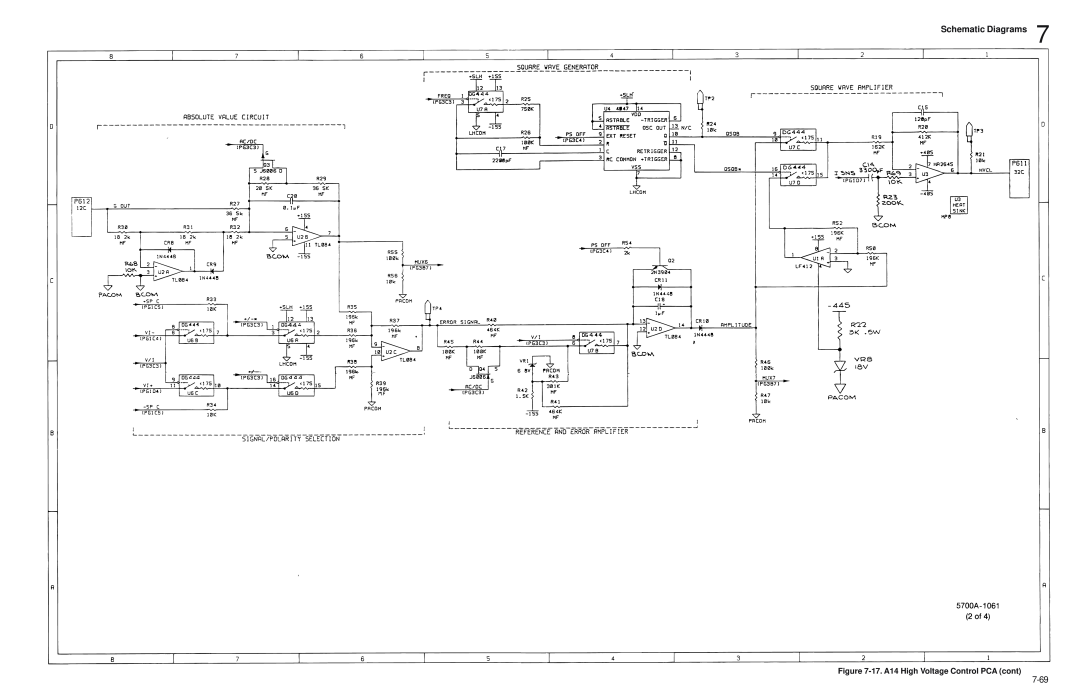 Fluke 5720A service manual Schematic Diagrams, 17. A14 High Voltage Control PCA cont 