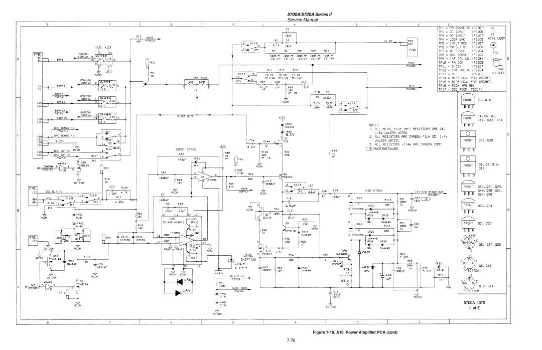 Fluke service manual 5700A/5720A Series, Service Manual, 19. A16 Power Amplifier PCA cont, Not Installed 