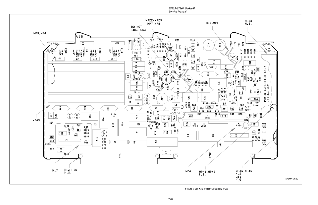 Fluke service manual 5700A/5720A Series, Service Manual, 7-84, 5700A-7690, 22. A18 Filter/PA Supply PCA 