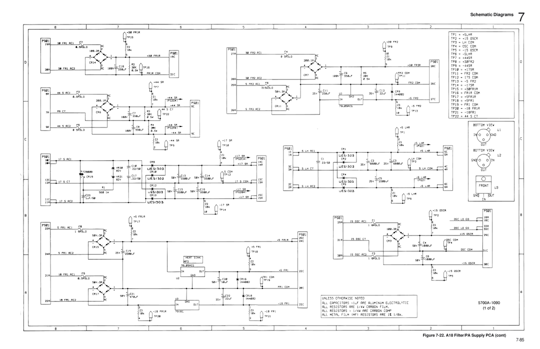 Fluke 5720A service manual Schematic Diagrams, 22. A18 Filter/PA Supply PCA cont 
