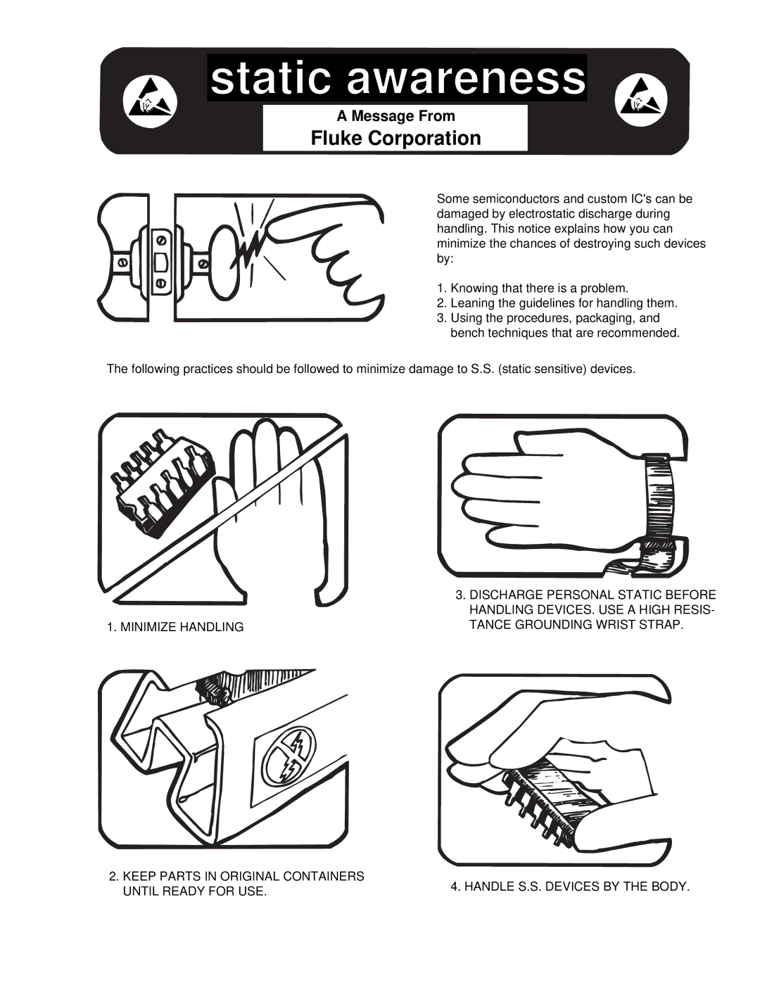 Fluke 5725A instruction manual Static awareness 