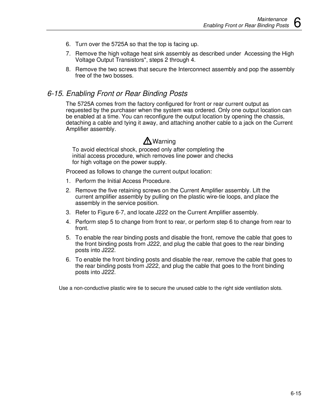 Fluke 5725A instruction manual Enabling Front or Rear Binding Posts 