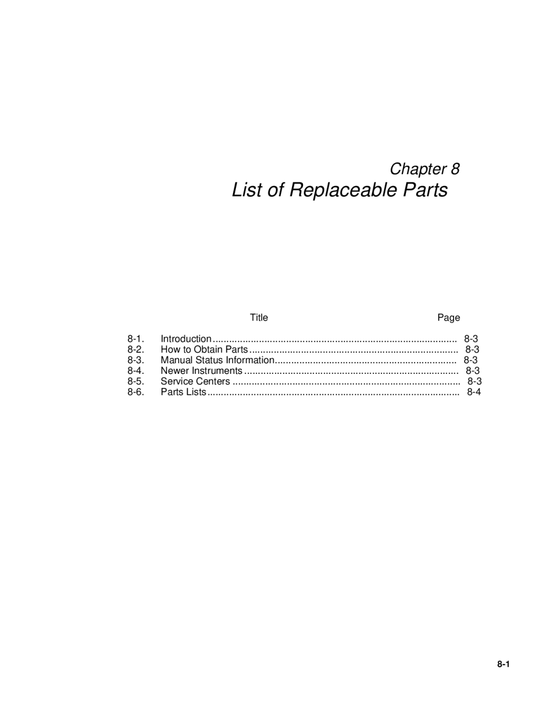 Fluke 5725A instruction manual List of Replaceable Parts 