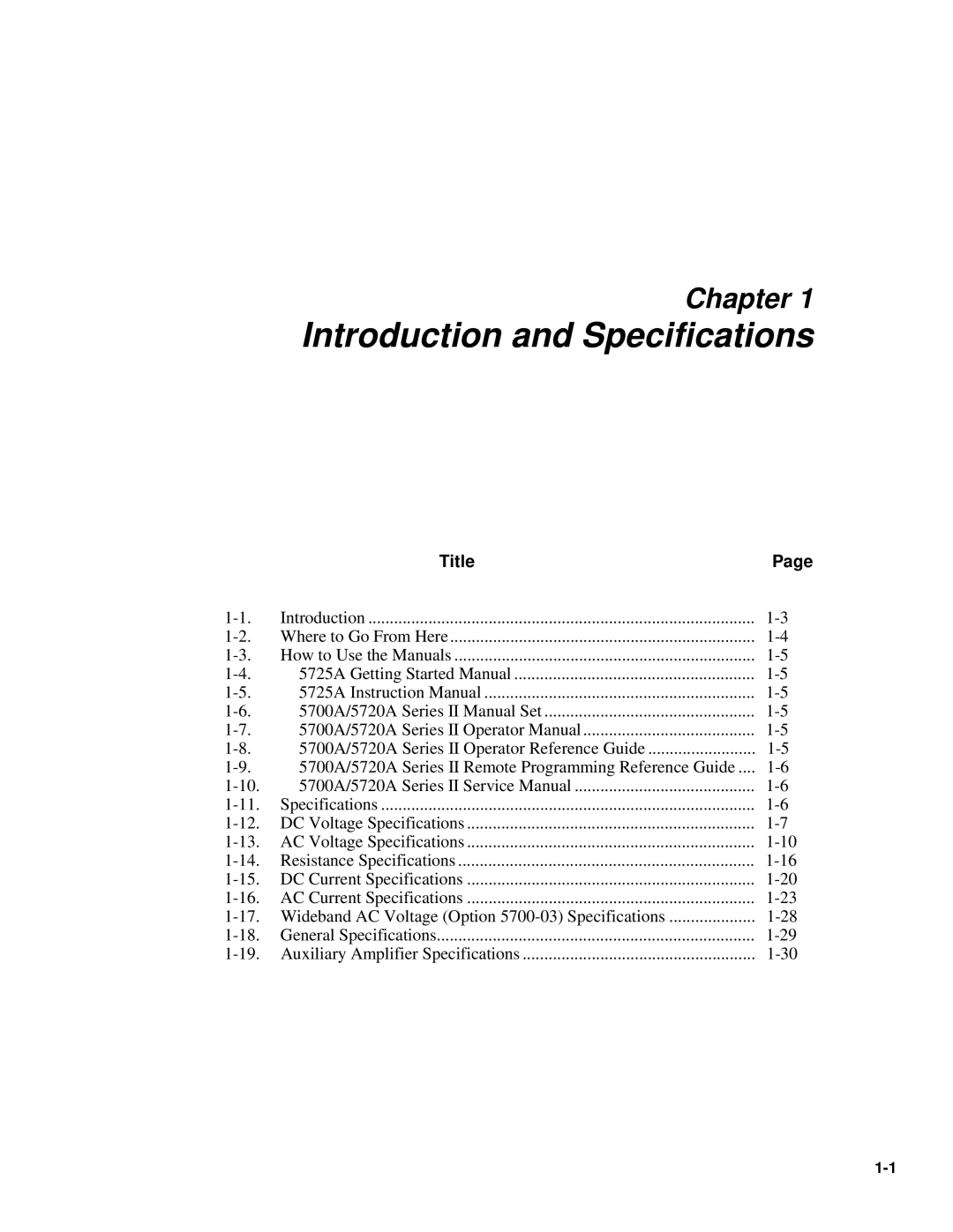 Fluke 5725A instruction manual Introduction and Specifications 