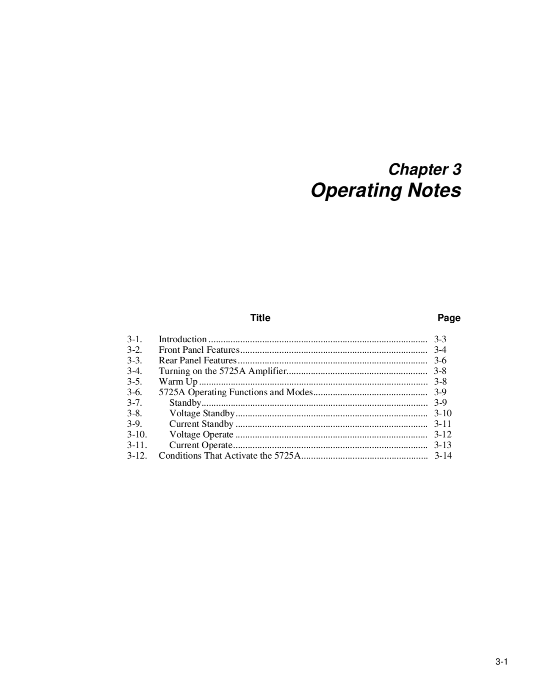 Fluke 5725A instruction manual Operating Notes 