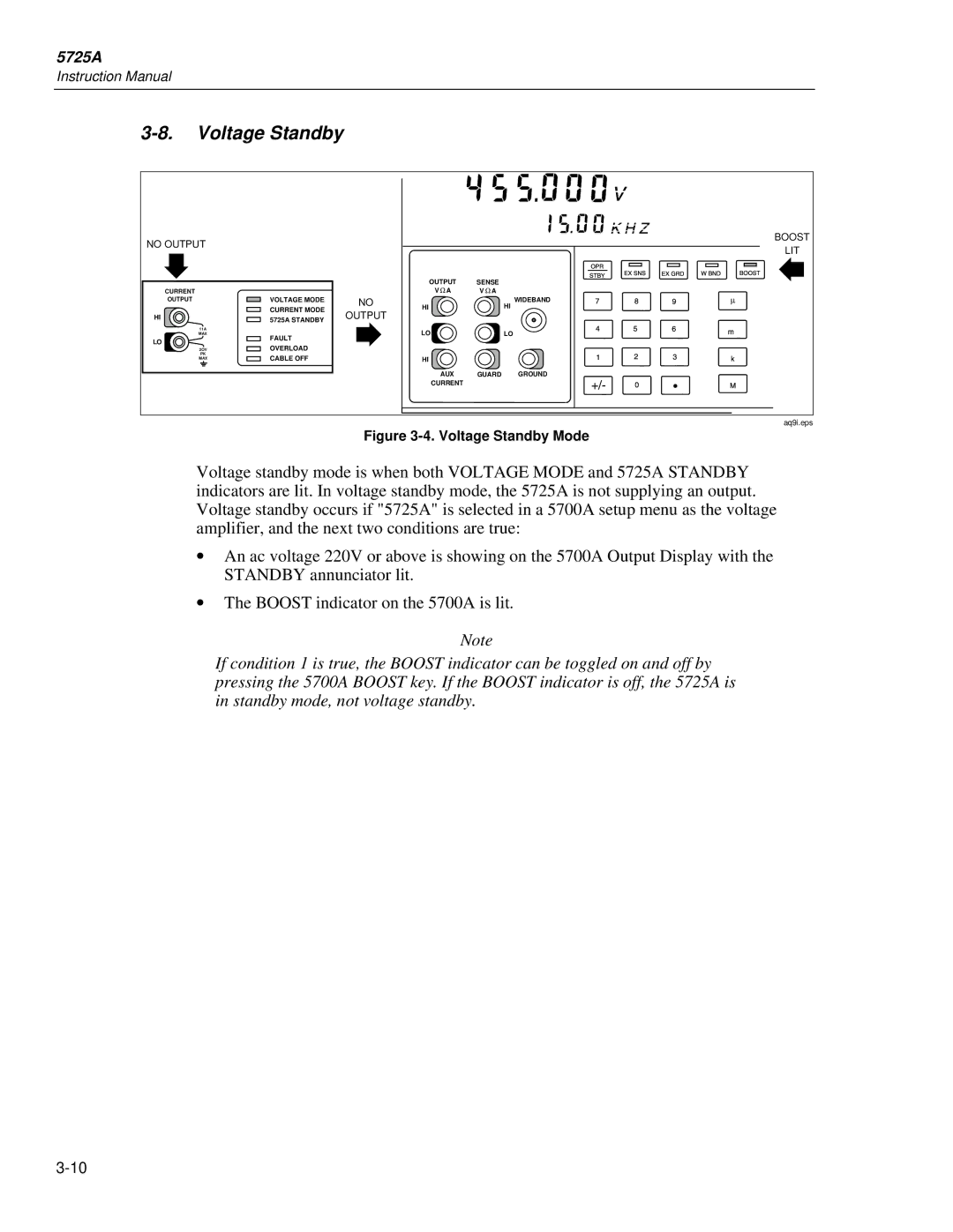 Fluke 5725A instruction manual Voltage Standby Mode 