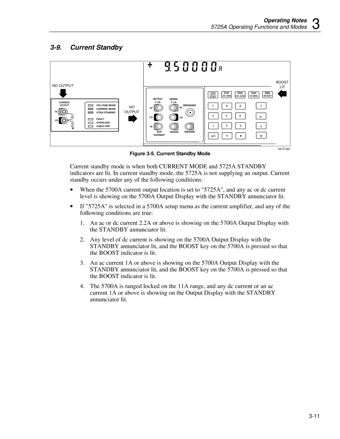 Fluke 5725A instruction manual Current Standby Mode 