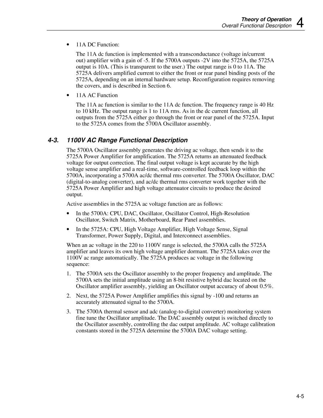 Fluke 5725A instruction manual AC Range Functional Description 