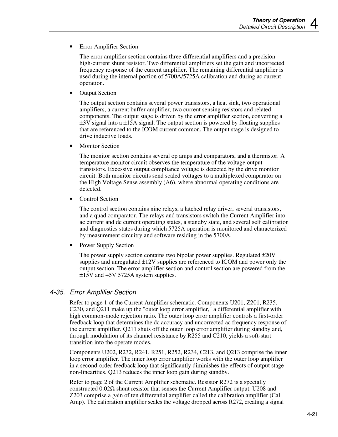Fluke 5725A instruction manual Error Amplifier Section 