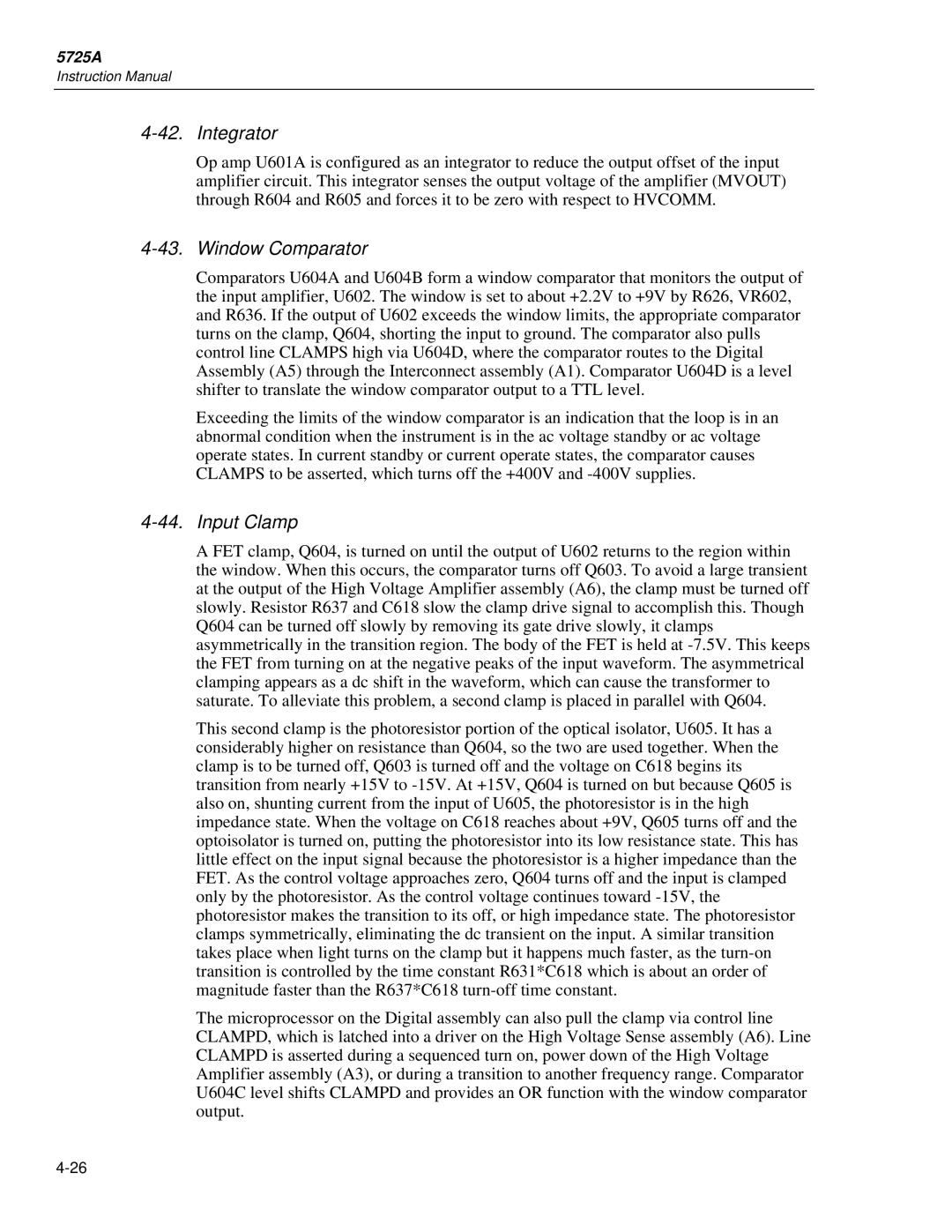 Fluke 5725A instruction manual Integrator, Window Comparator, Input Clamp 