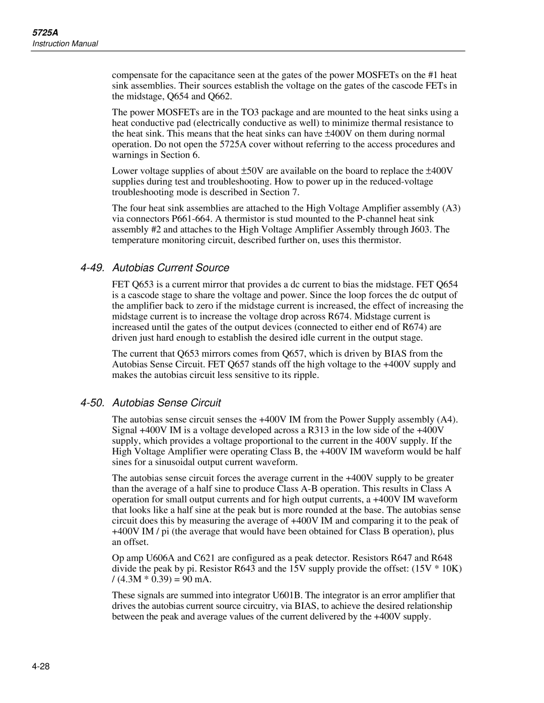 Fluke 5725A instruction manual Autobias Current Source, Autobias Sense Circuit 