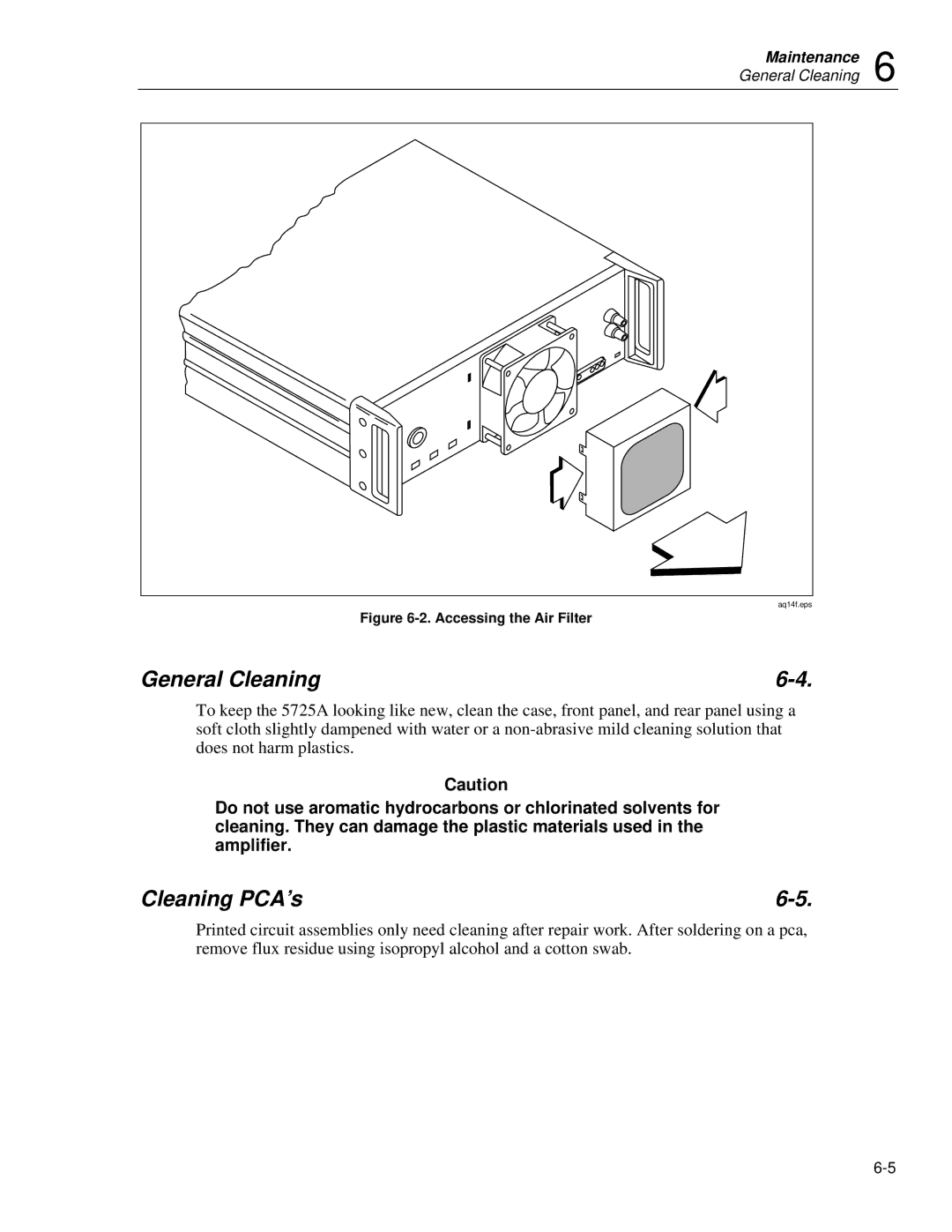 Fluke 5725A instruction manual General Cleaning, Cleaning PCA’s 