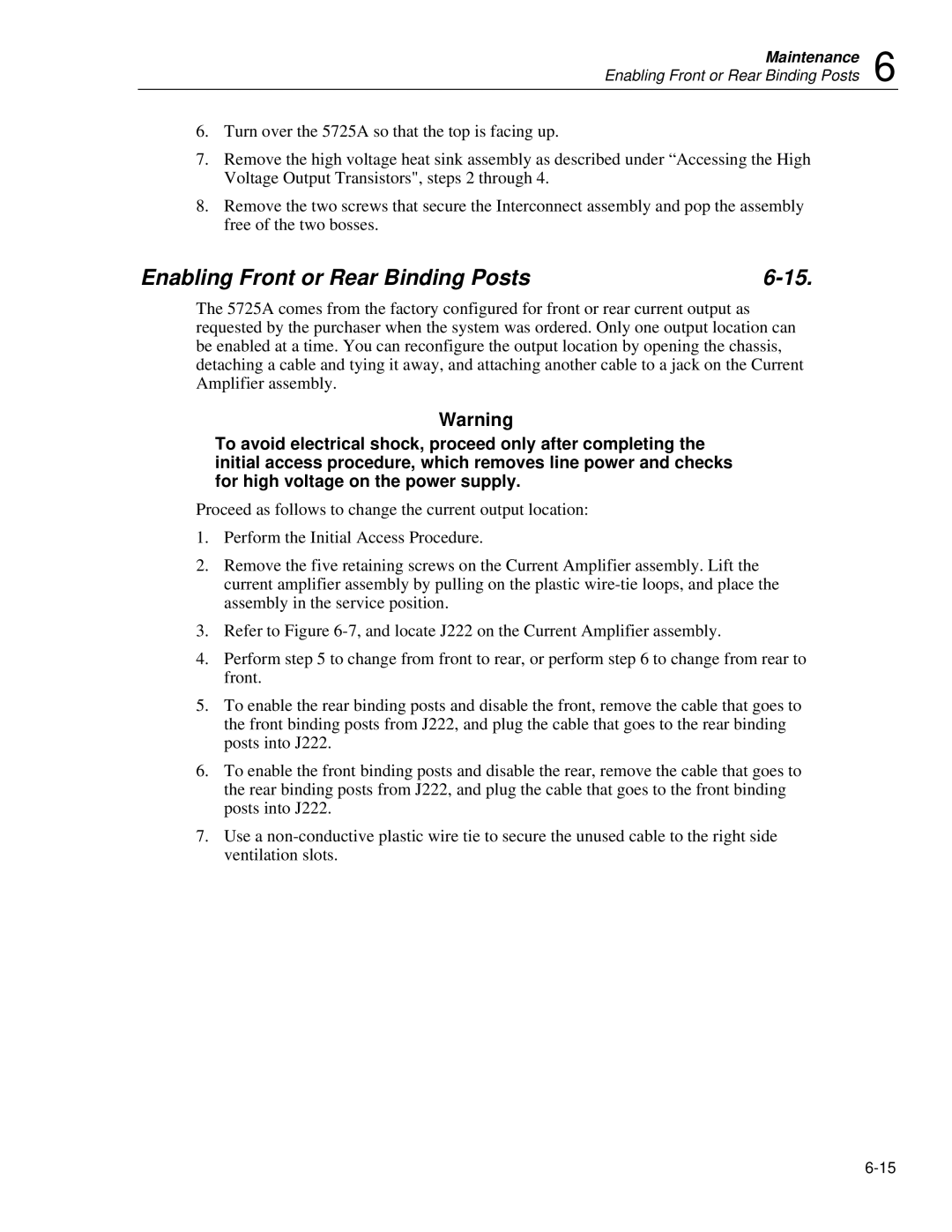 Fluke 5725A instruction manual Enabling Front or Rear Binding Posts 