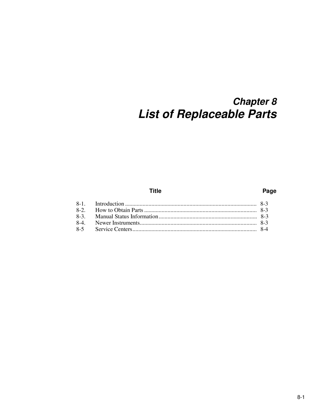 Fluke 5725A instruction manual List of Replaceable Parts 