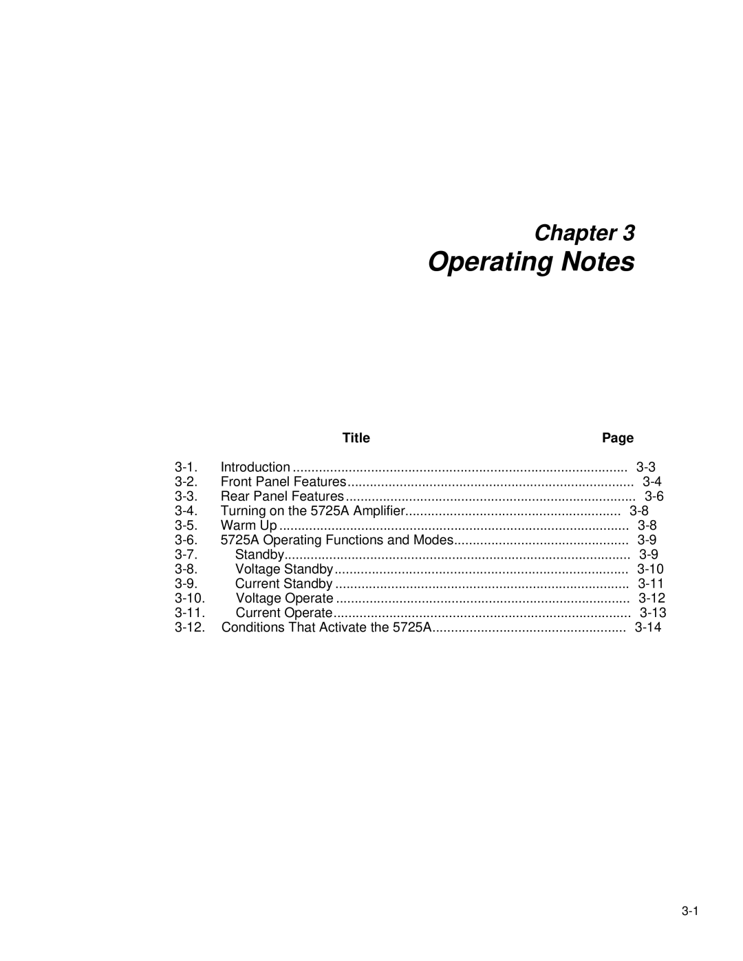 Fluke 5725A instruction manual Operating Notes 