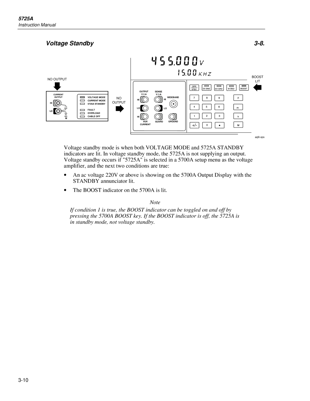 Fluke 5725A instruction manual Voltage Standby 