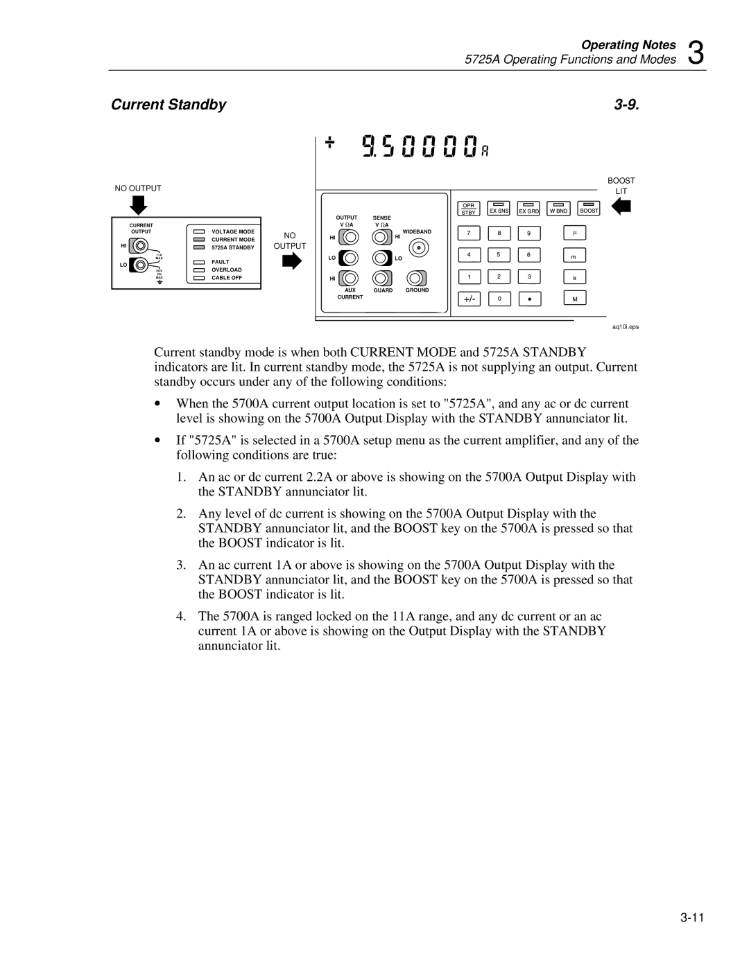 Fluke 5725A instruction manual Current Standby 