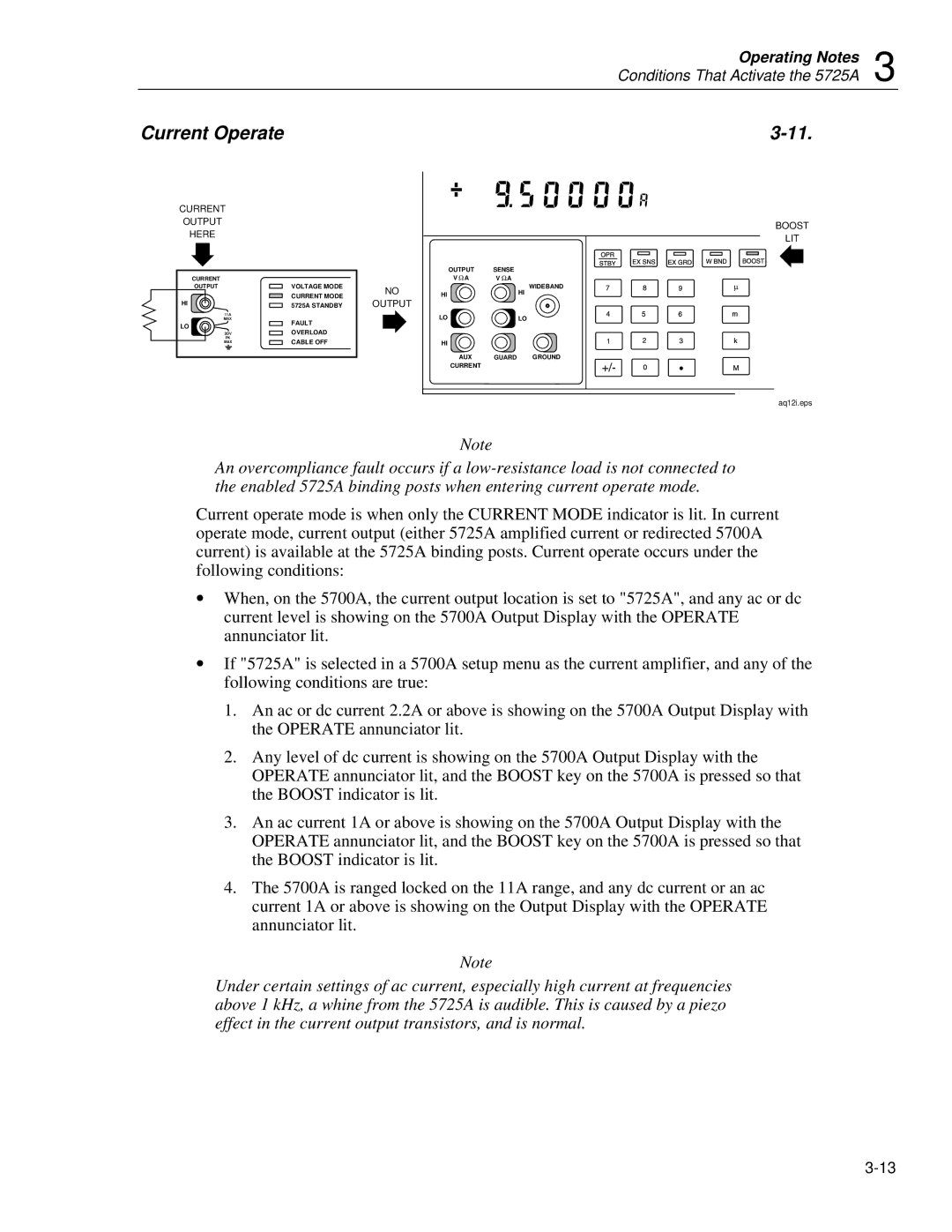 Fluke 5725A instruction manual Current Operate 