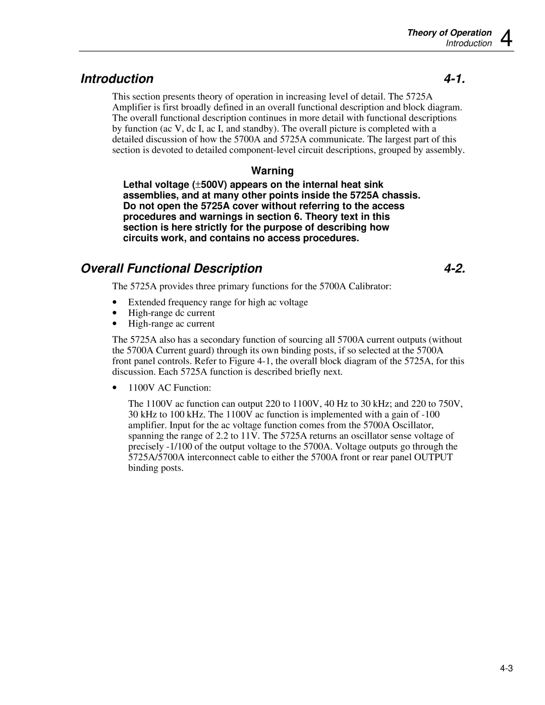 Fluke 5725A instruction manual Introduction, Overall Functional Description 