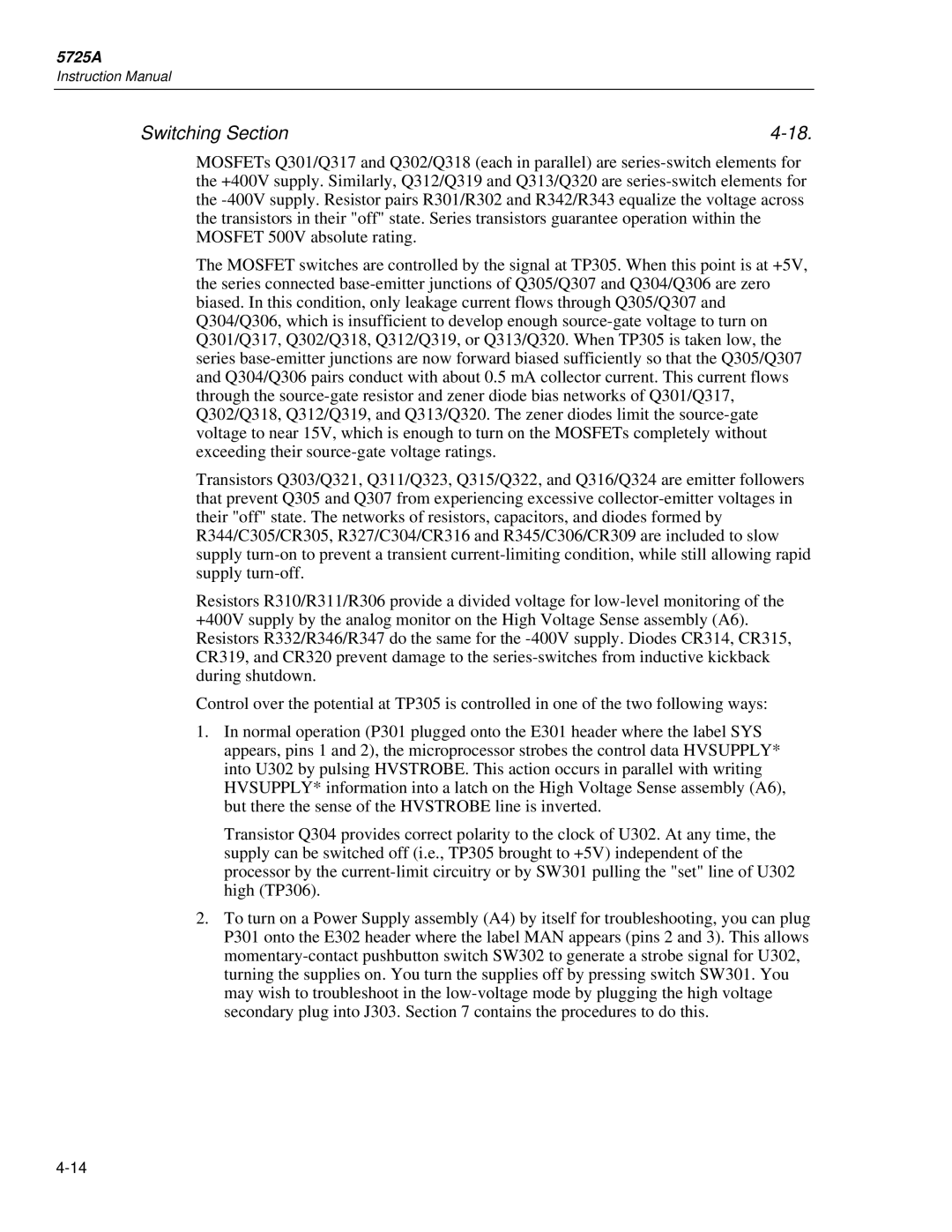 Fluke 5725A instruction manual Switching Section 