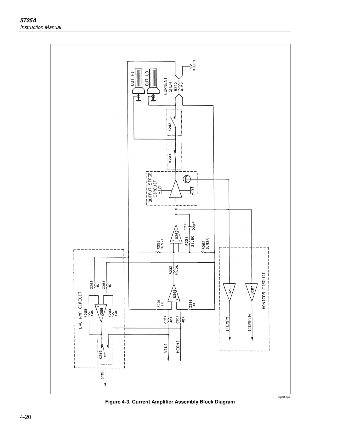 Fluke 5725A instruction manual Current Amplifier Assembly Block Diagram 