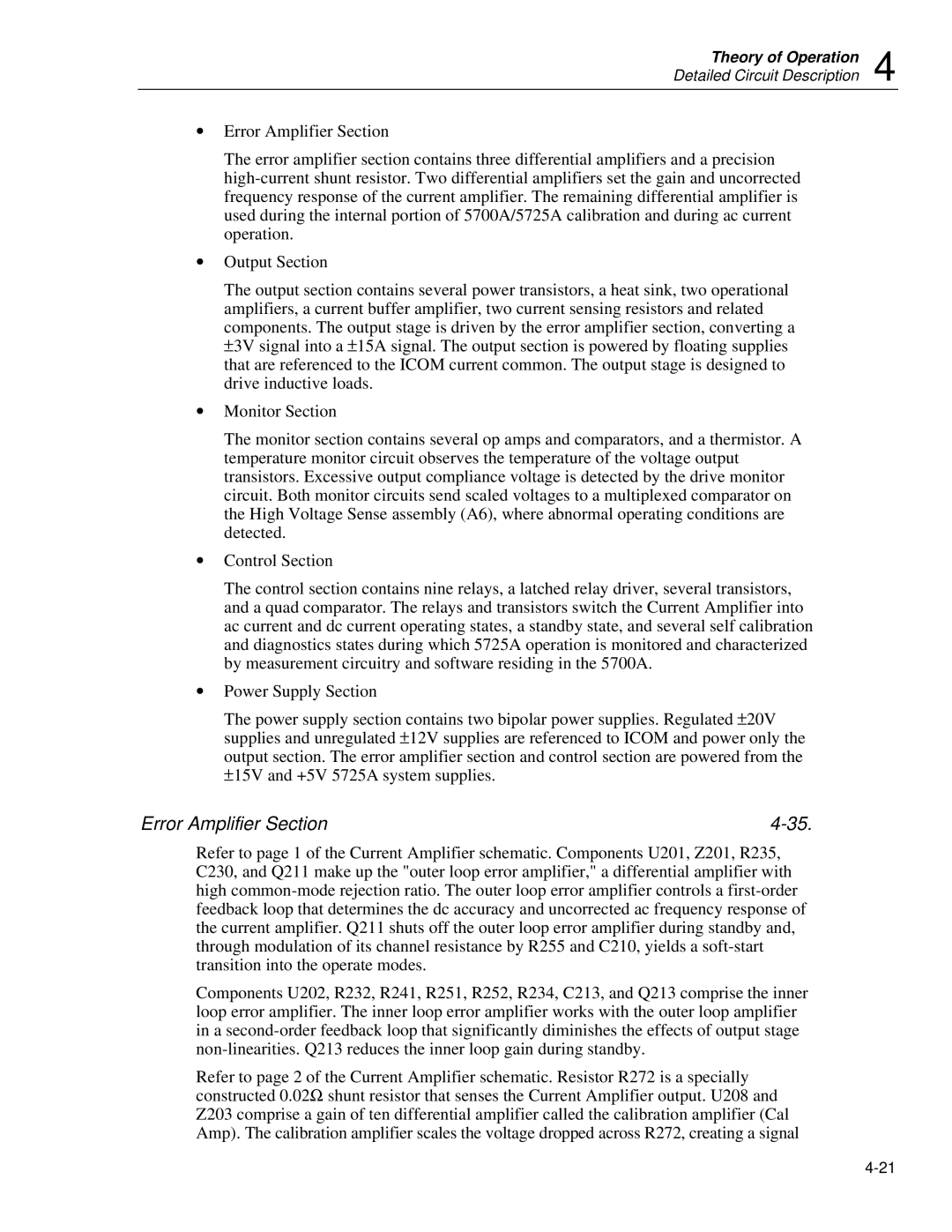 Fluke 5725A instruction manual Error Amplifier Section 
