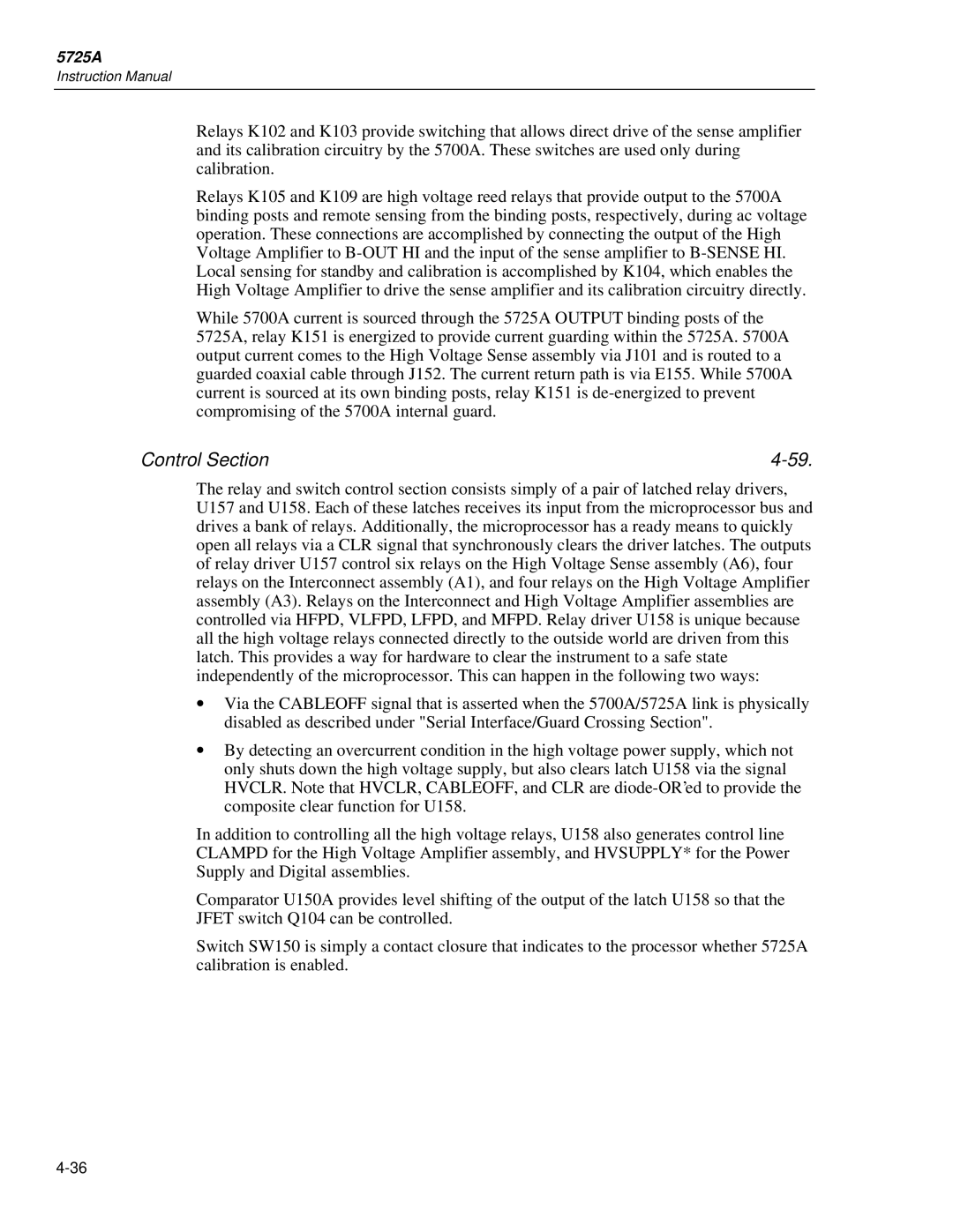 Fluke 5725A instruction manual Control Section 