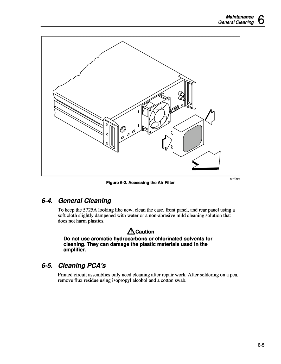 Fluke 5725A instruction manual General Cleaning, Cleaning PCA’s 