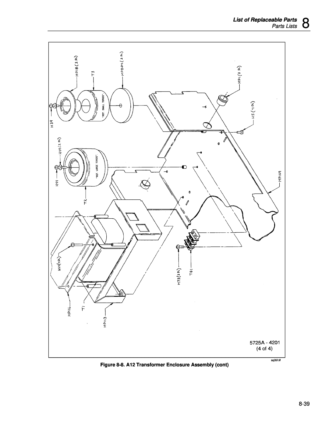 Fluke 5725A instruction manual List of Replaceable Parts, Parts Lists, aq35f.tif 
