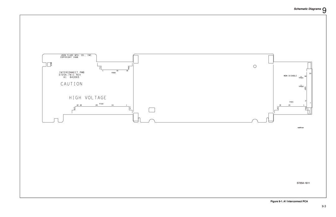 Fluke instruction manual Schematic Diagrams, 5725A-1611, 1.A1 Interconnect PCA, aq48f.eps 